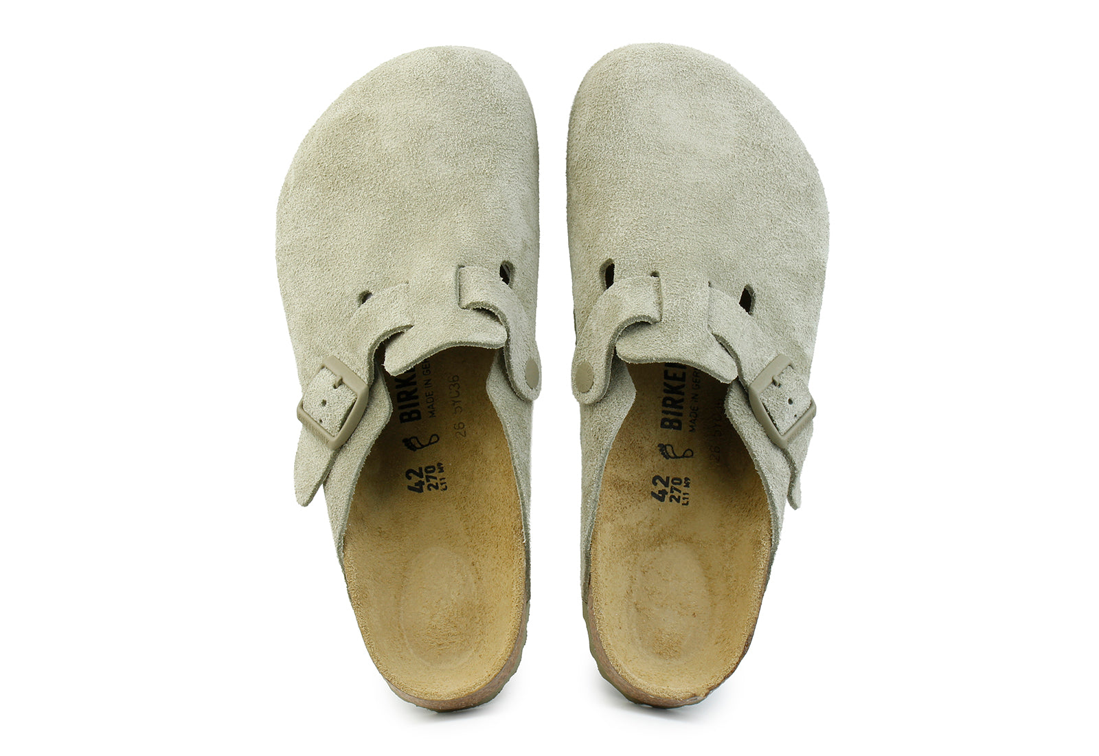 Birkenstock Boston Suede Faded Khaki - OnSize