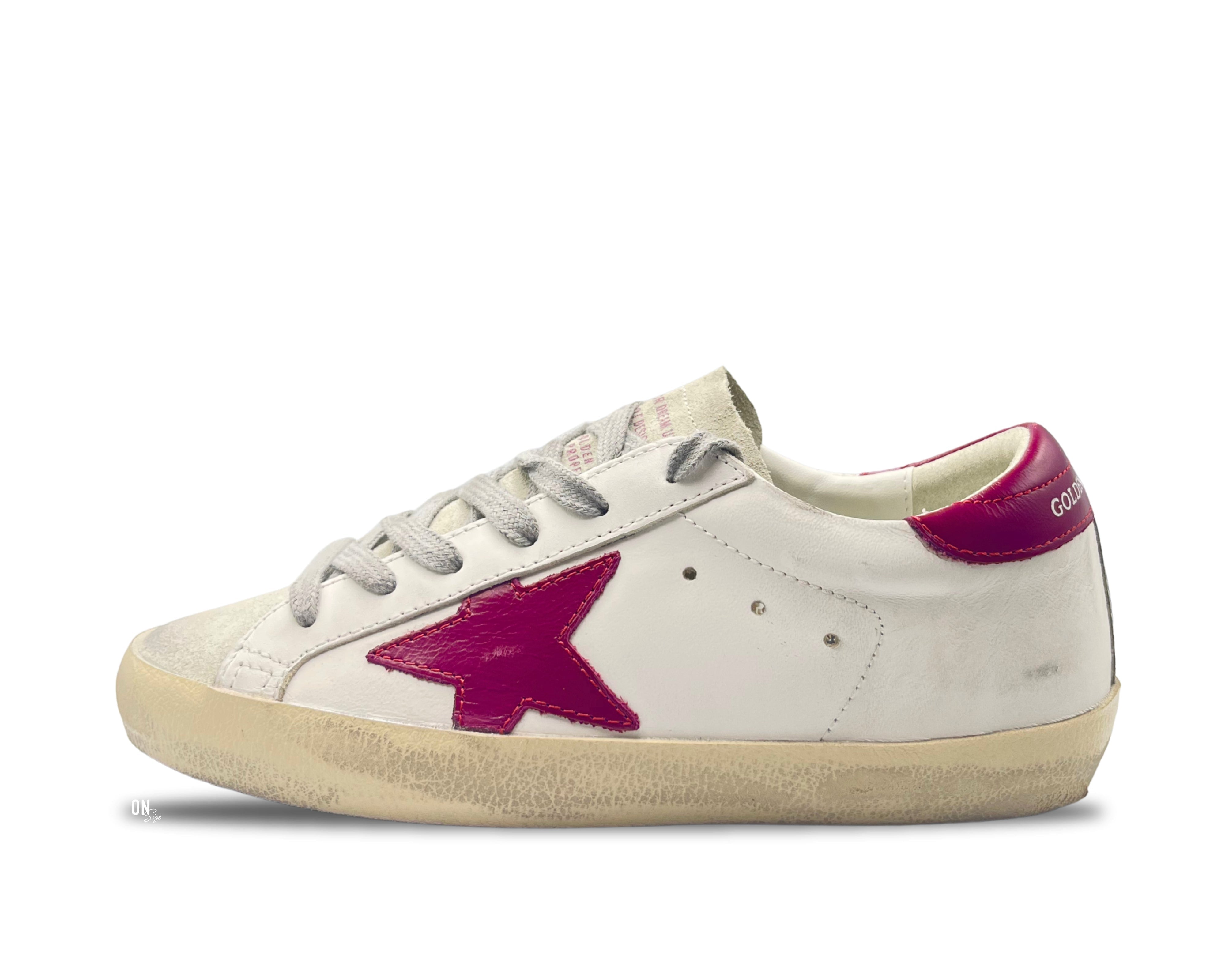 Golden Goose Super - Star Limited Edition White Leather Magenta Star - OnSize