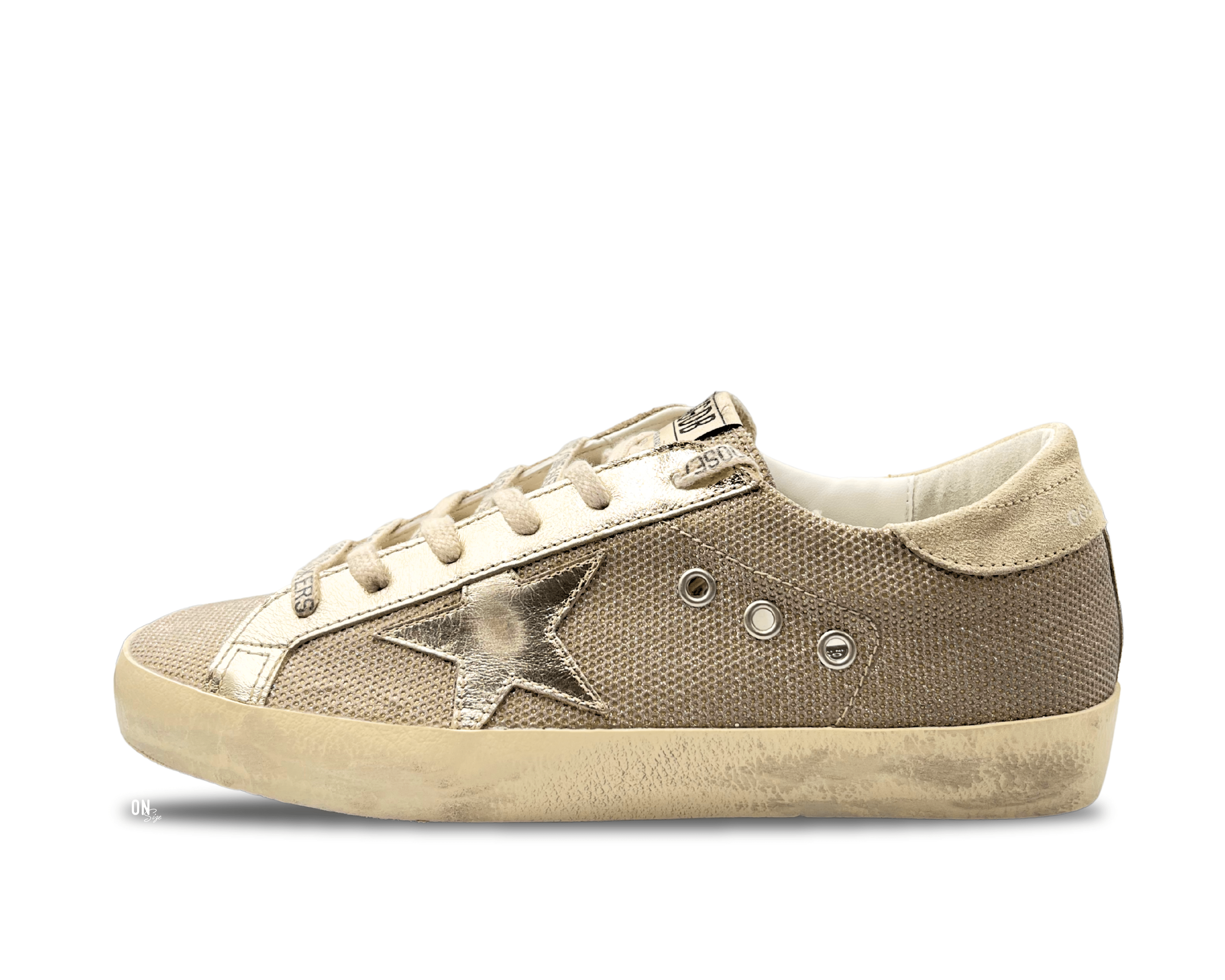 Golden Goose Super-Star Private Edition Champagne Canvas Gold Star - OnSize