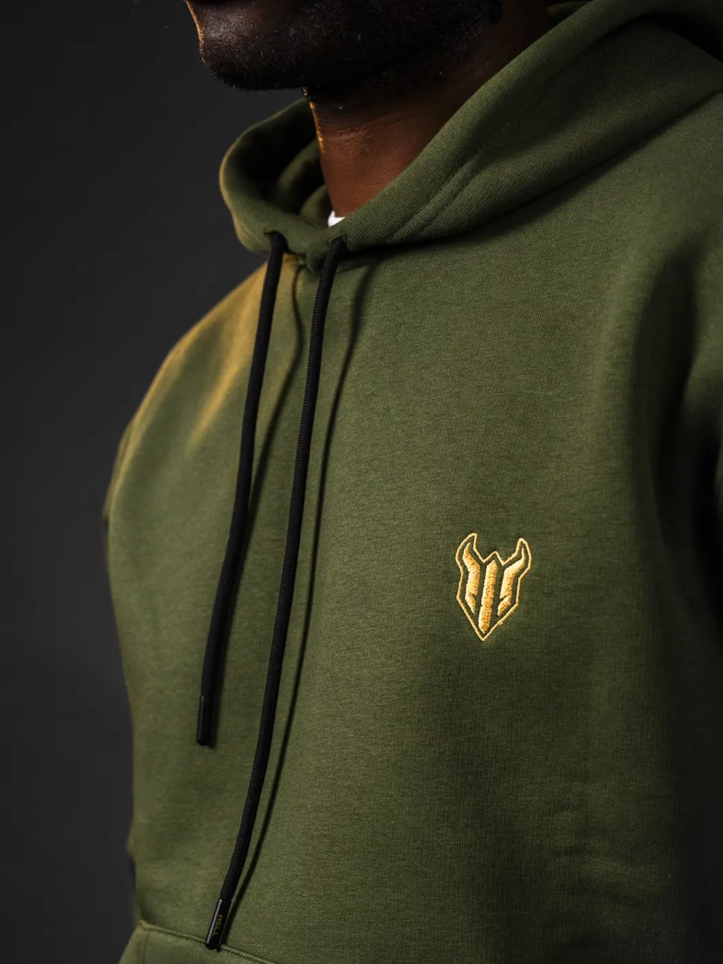 HELL FIGHT Basic Hoodie Olive - OnSize