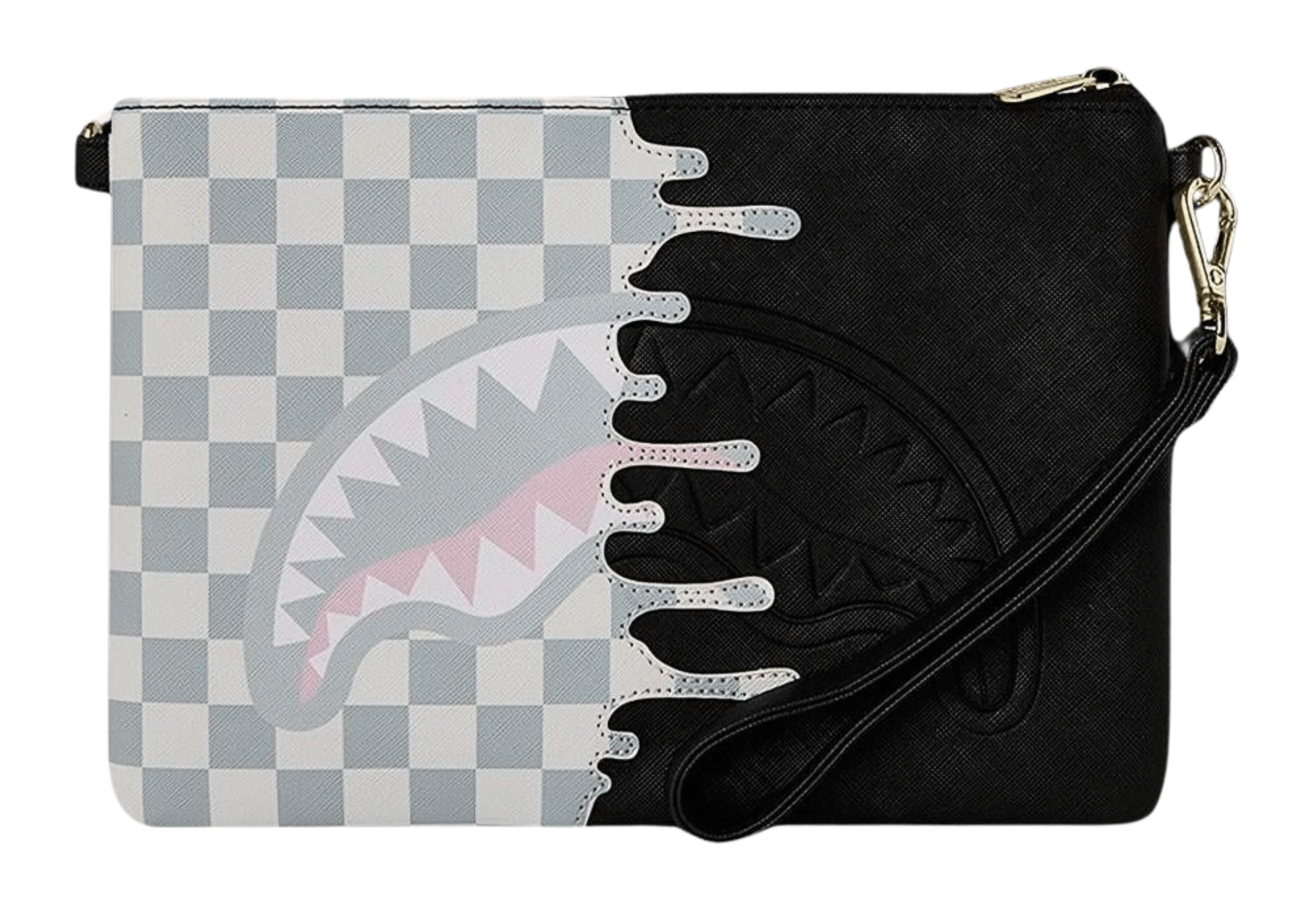 Sprayground Cream Check Unfinished Shark Crossbody Pouchette - OnSize