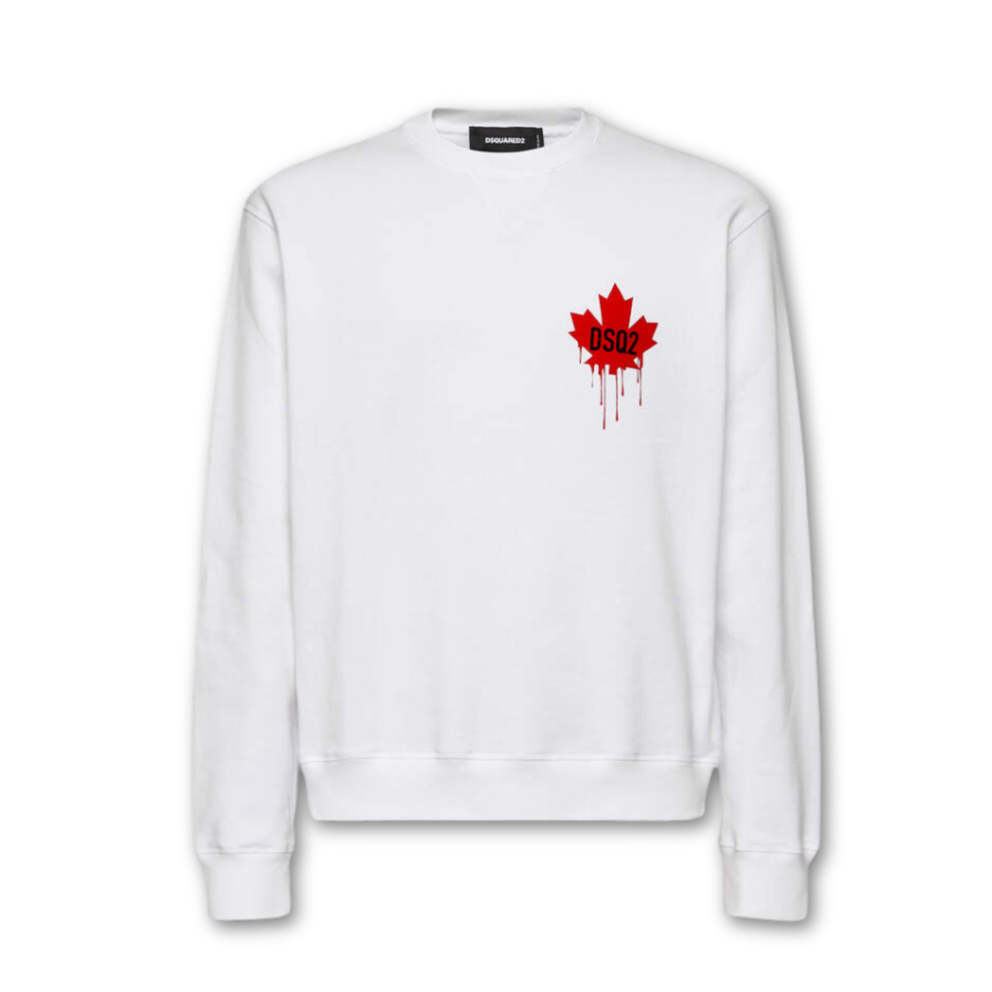 DSQUARED2 Red Maple Leaf Crewneck White