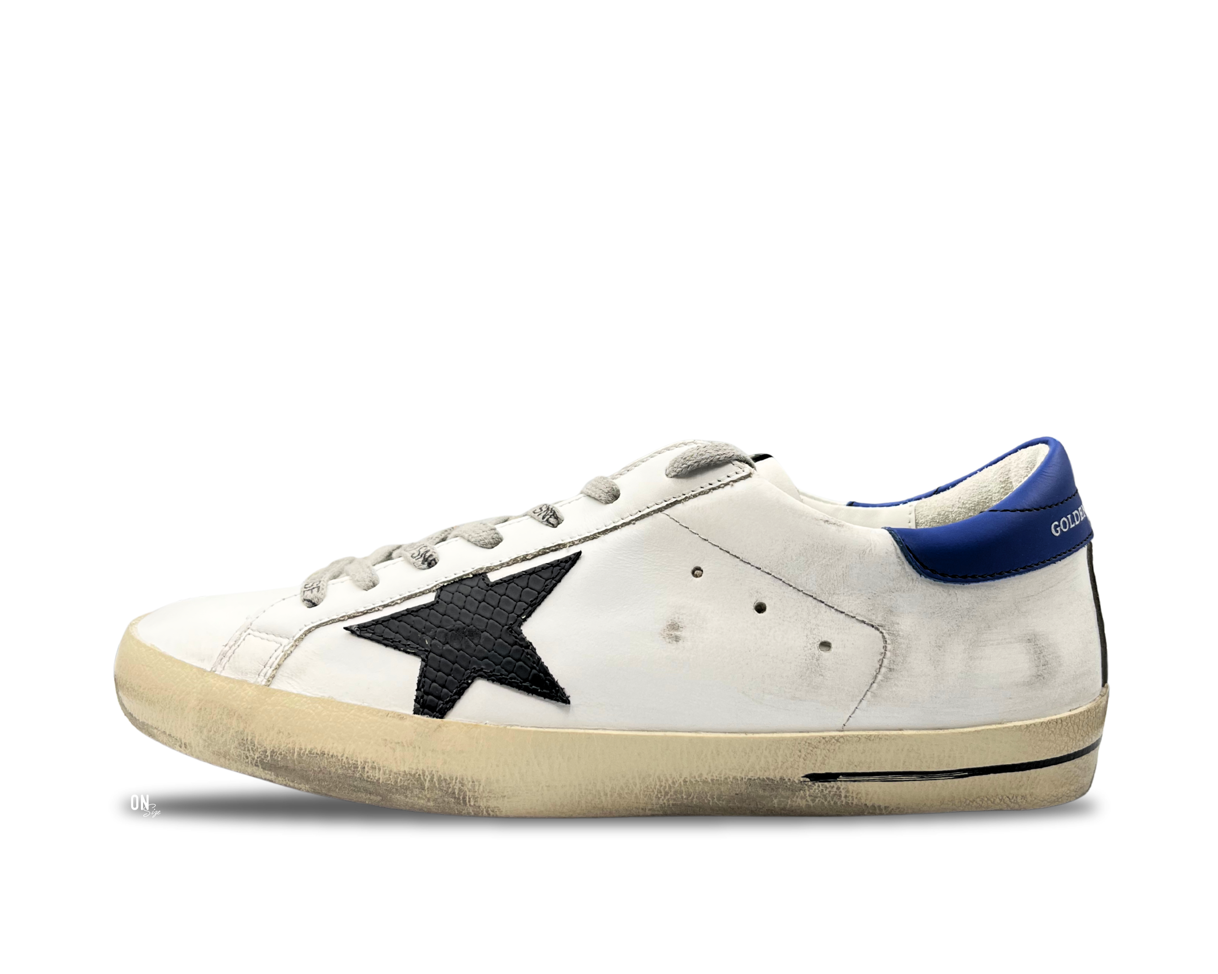 Golden Goose Super-Star White Blue Black Snakeskin Star