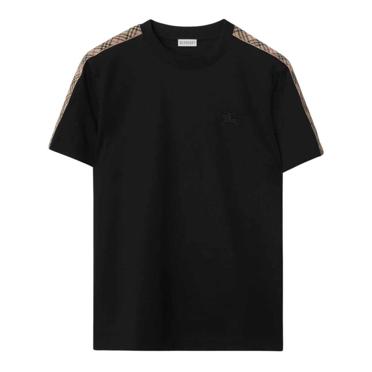 Burberry Check Trim Cotton T-shirt Black - OnSize