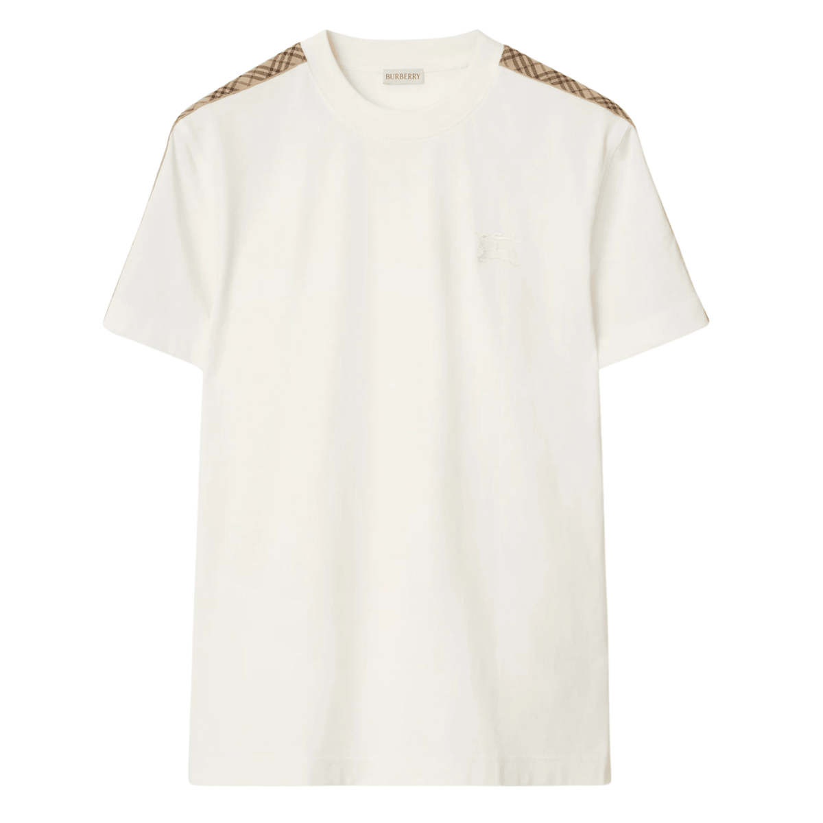 Burberry Check Trim Cotton T-shirt Chalk White - OnSize