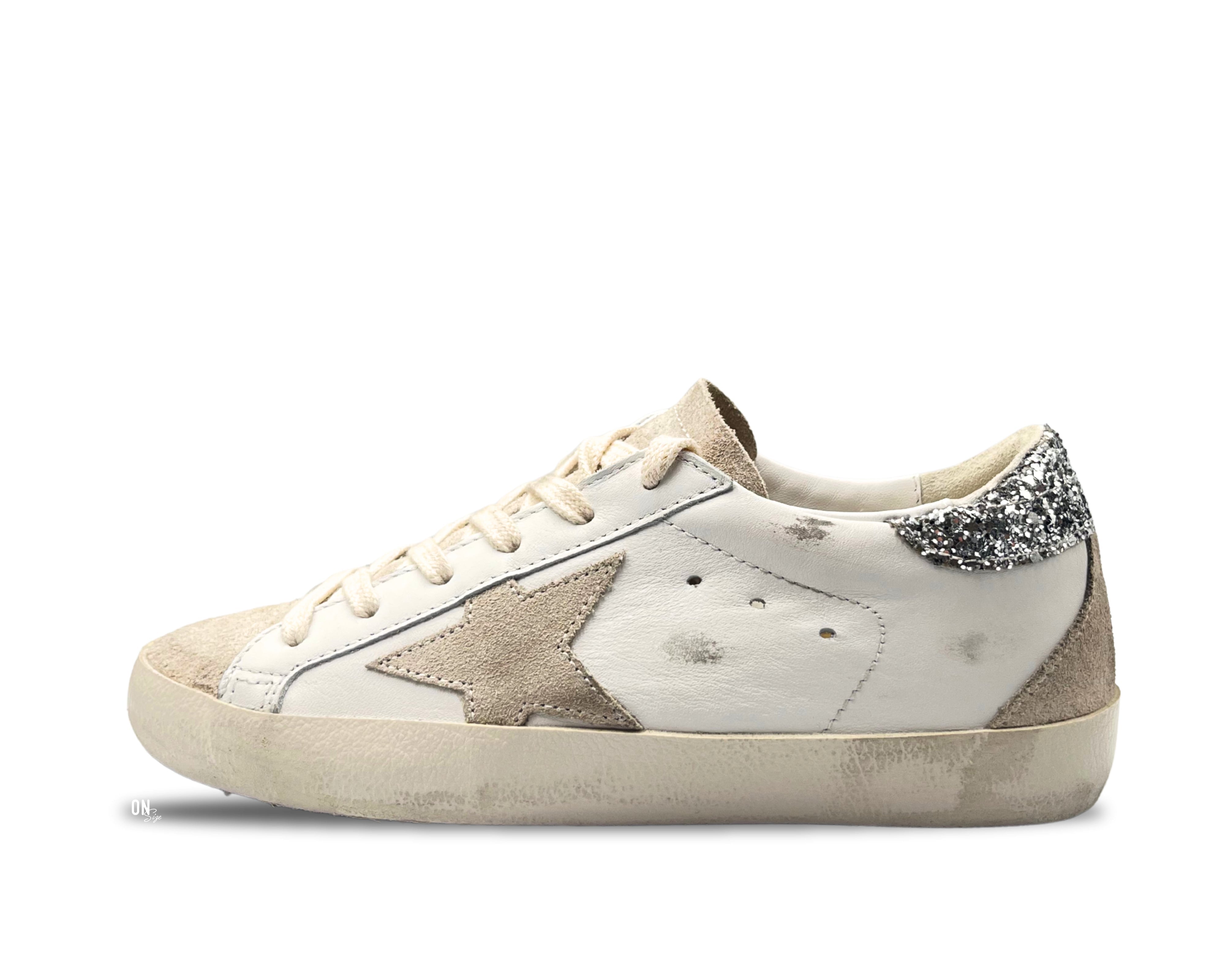 Golden Goose Super - Star White Silver Glitter - OnSize