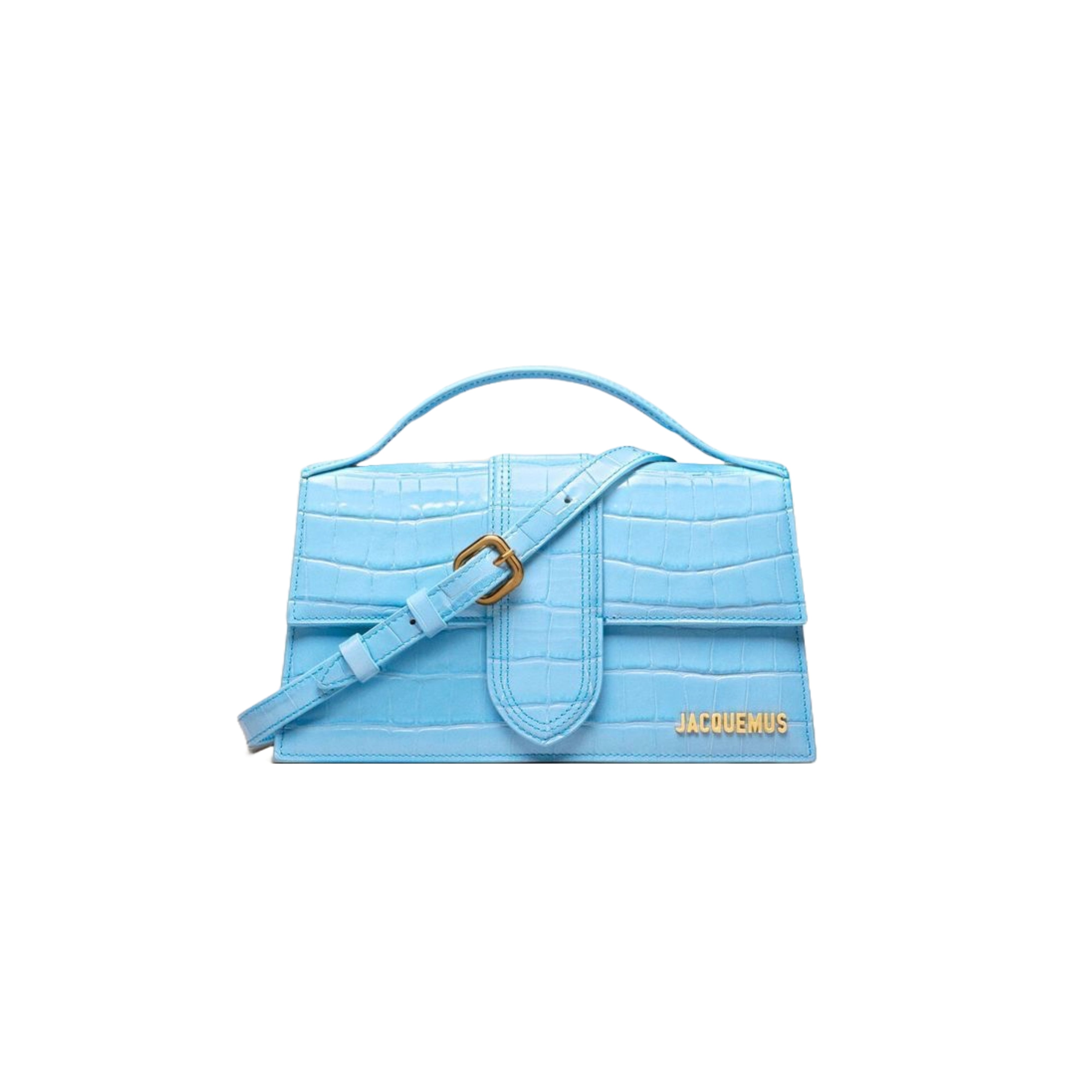 Jacquemus Le grand Bambino Crossbody Strap Handbag Croco Embossed Gradient Blue - OnSize