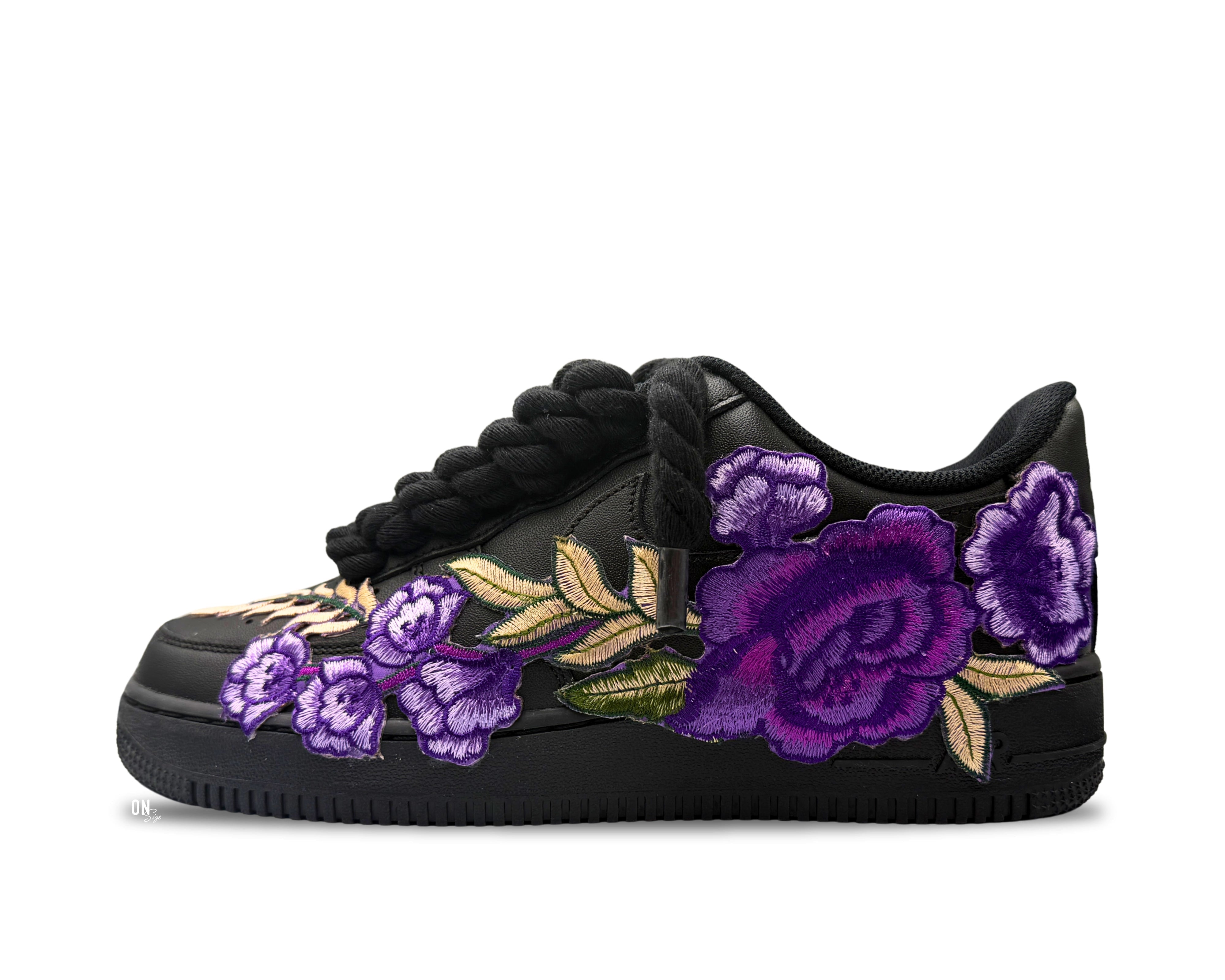 Nike Air Force 1 Low ‘07 Black / Purple Rose Rope Laces - OnSize